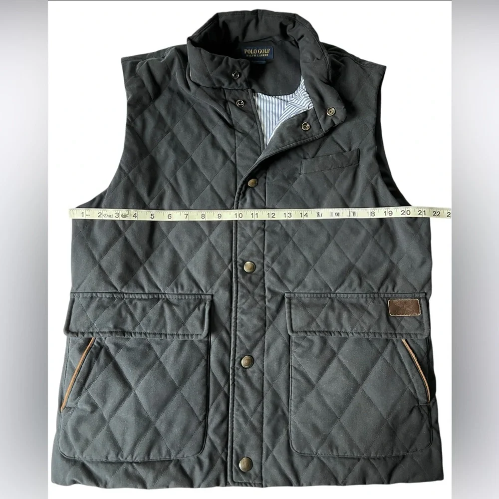 POLO GOLF RALPH LAUREN Classic Diamond Quilted Vest Navy Blue Seersucker Lining - Picture 6 of 11